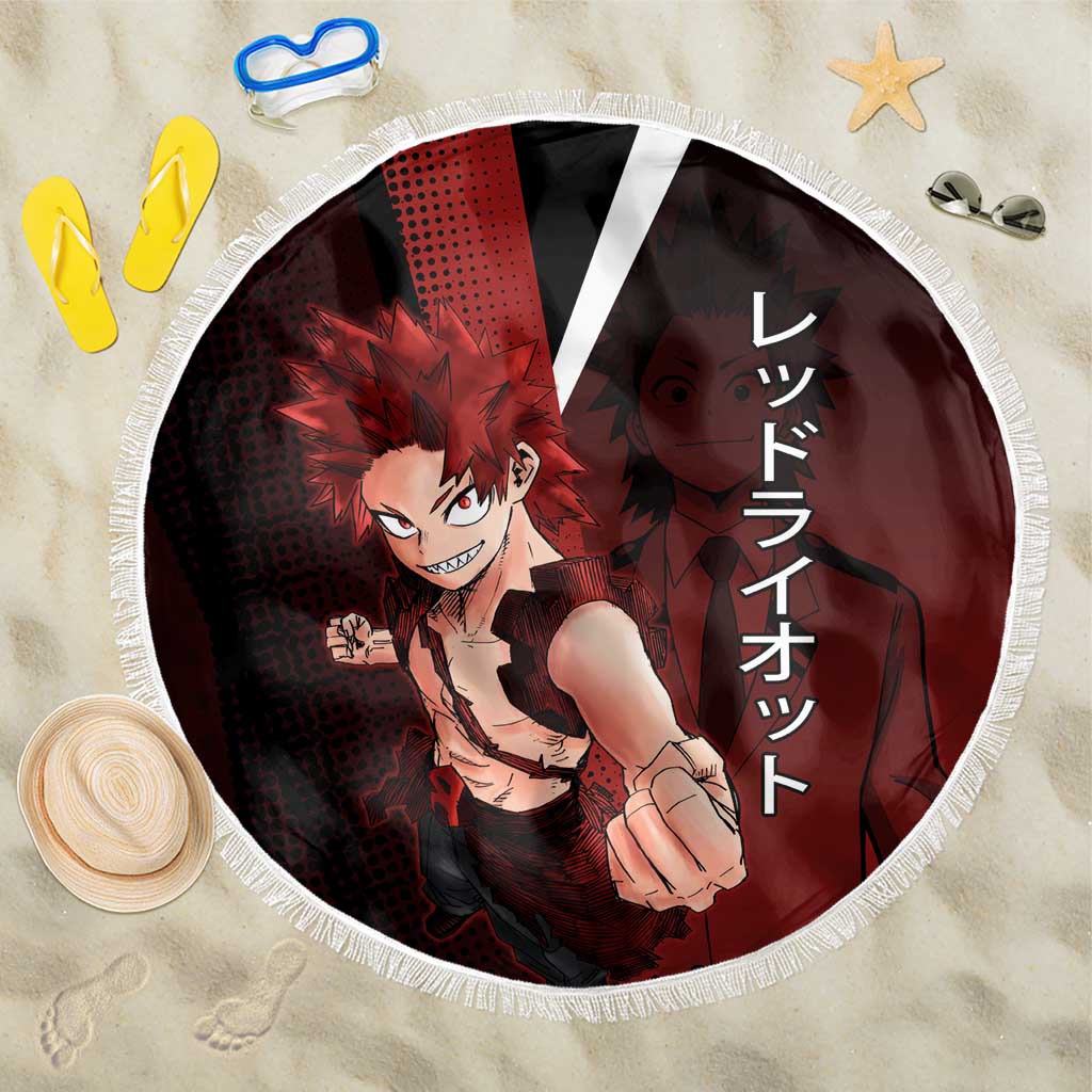 Eijiro Kirishima Red Riot Beach Blanket Japanese Comic Book Style