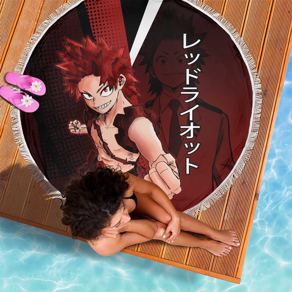 Eijiro Kirishima Red Riot Beach Blanket Japanese Comic Book Style