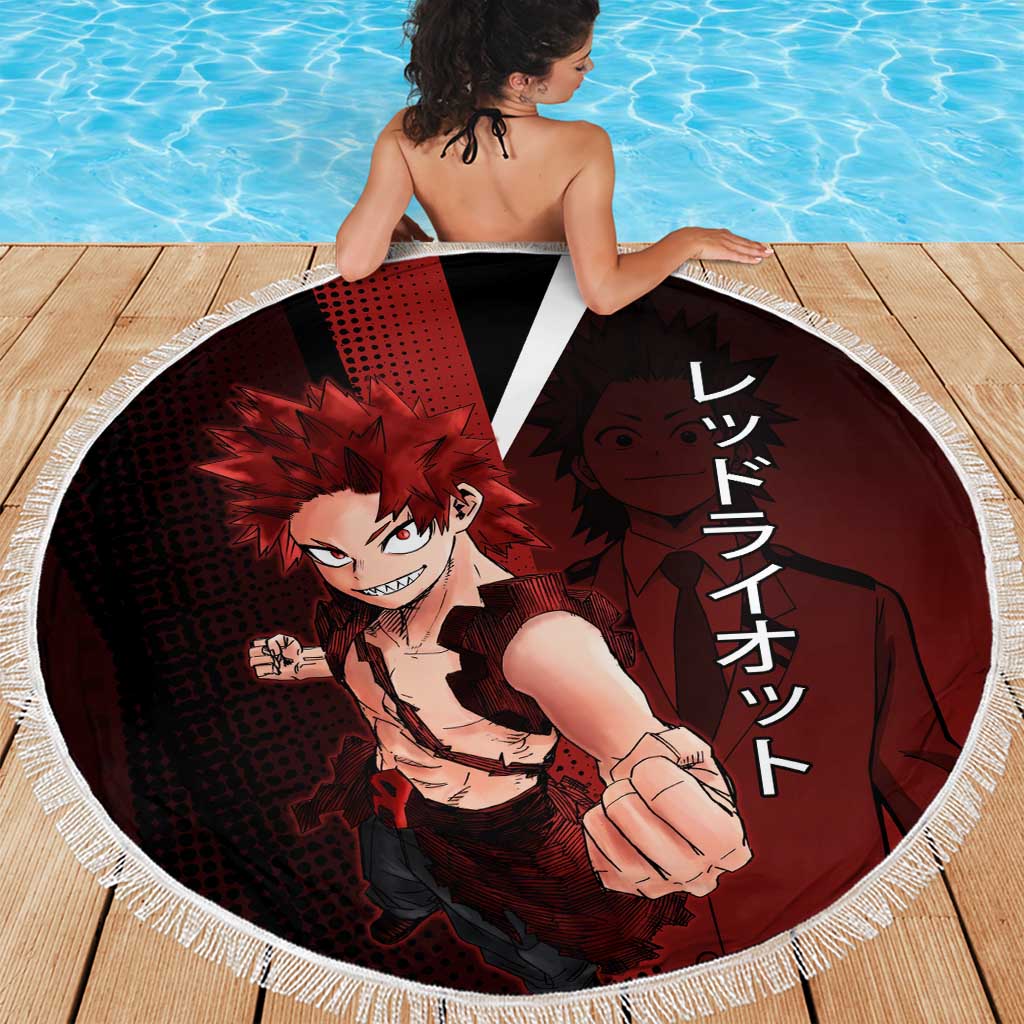 Eijiro Kirishima Red Riot Beach Blanket Japanese Comic Book Style