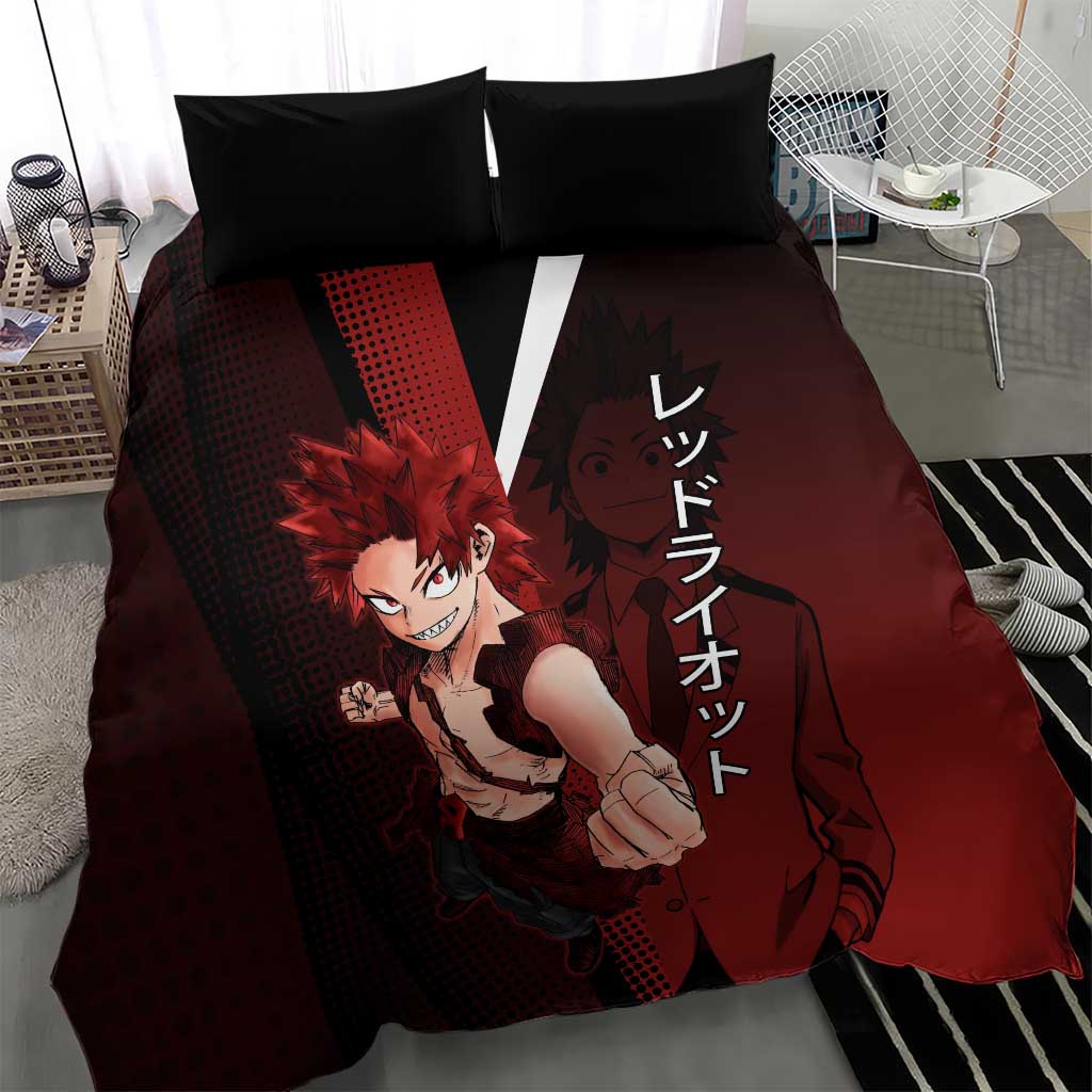 Eijiro Kirishima Red Riot Bedding Set Japanese Comic Book Style