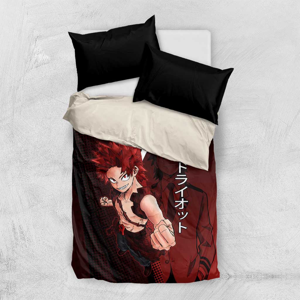 Eijiro Kirishima Red Riot Bedding Set Japanese Comic Book Style
