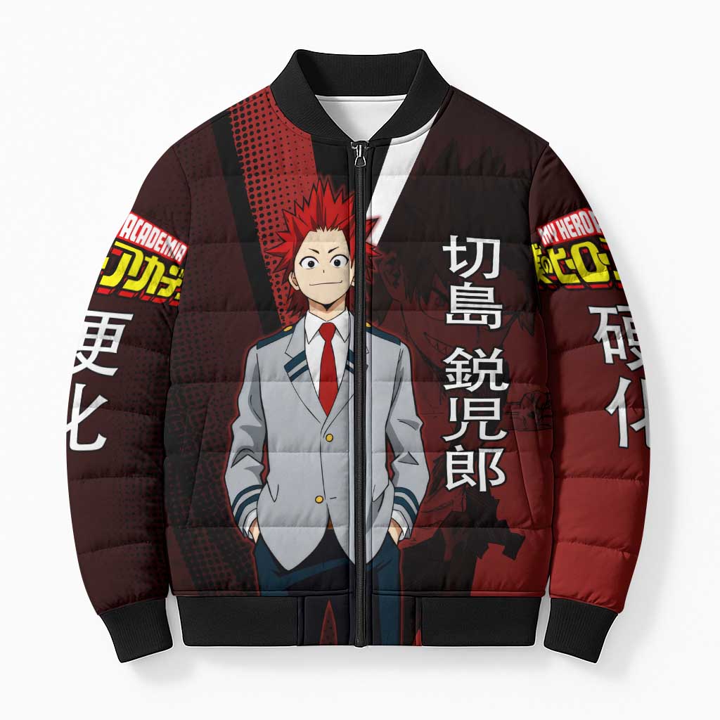 Eijiro Kirishima Red Riot Bomber Puffer Jacket Japanese Comic Book Style