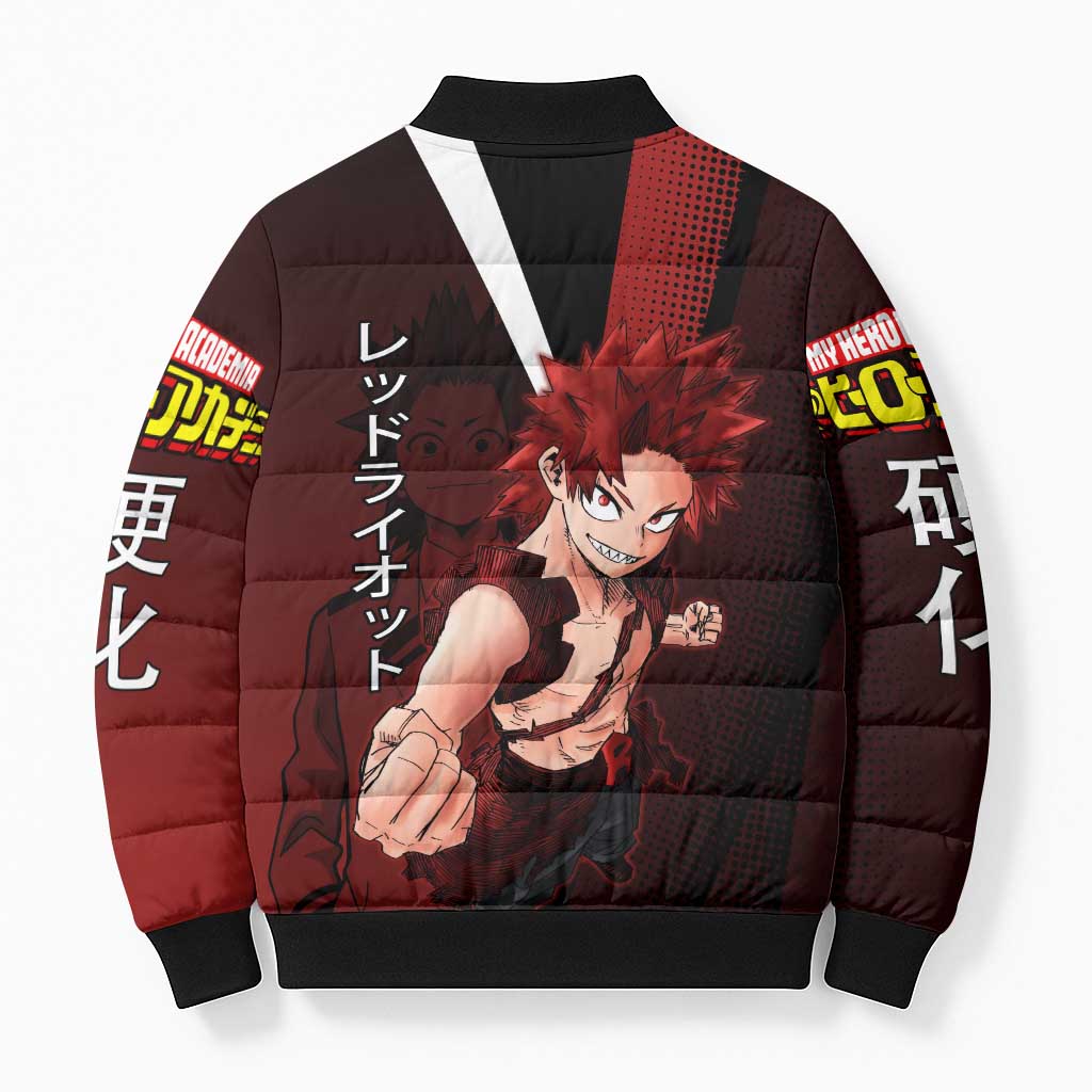 Eijiro Kirishima Red Riot Bomber Puffer Jacket Japanese Comic Book Style