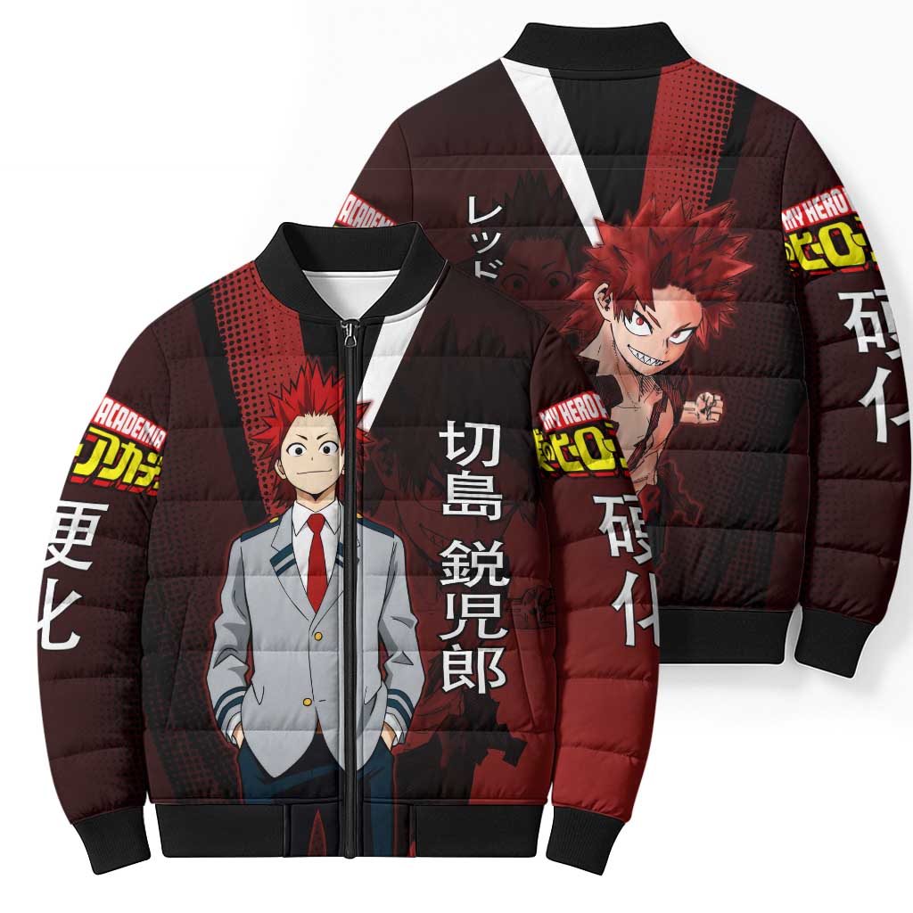 Eijiro Kirishima Red Riot Bomber Puffer Jacket Japanese Comic Book Style