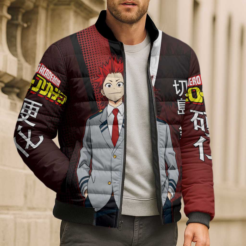 Eijiro Kirishima Red Riot Bomber Puffer Jacket Japanese Comic Book Style