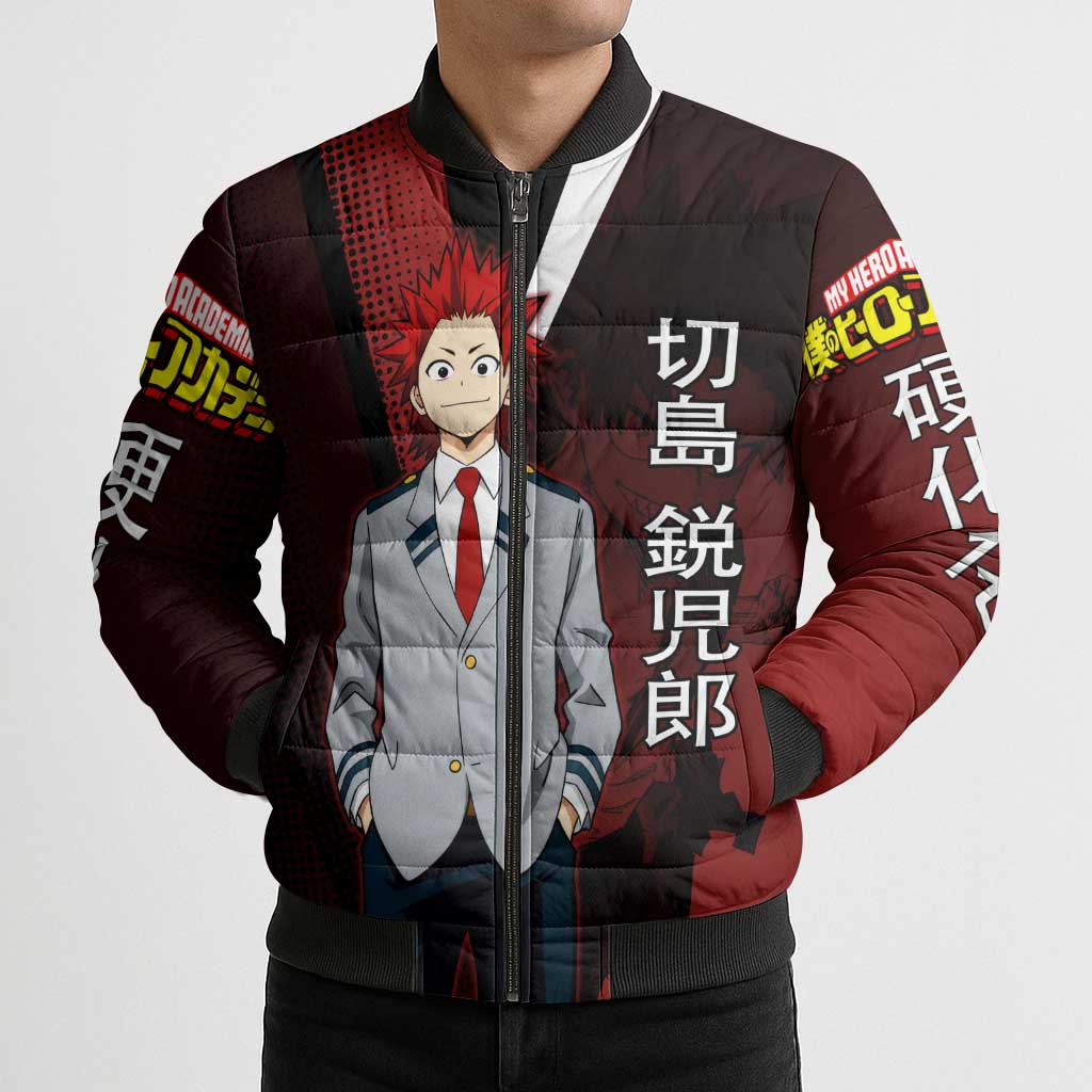 Eijiro Kirishima Red Riot Bomber Puffer Jacket Japanese Comic Book Style