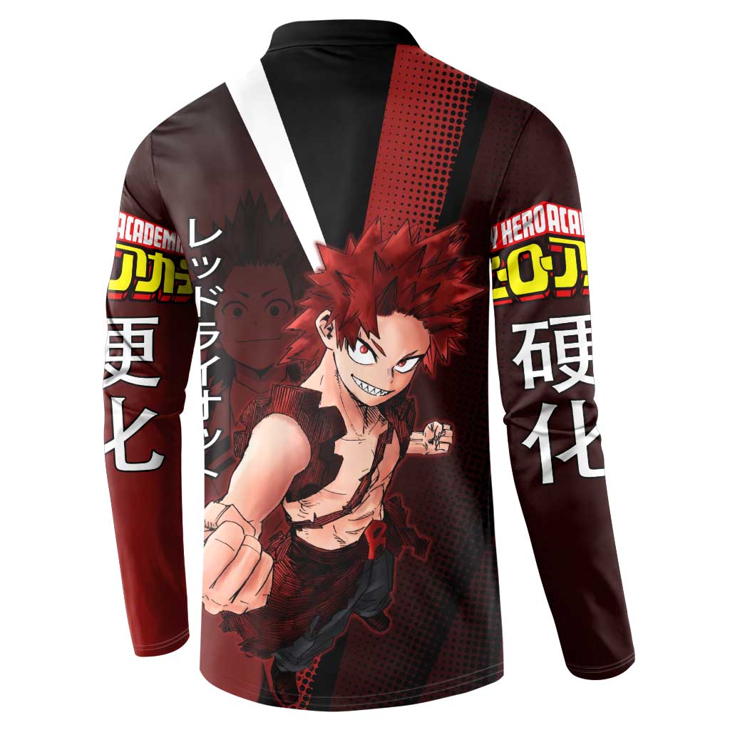 Eijiro Kirishima Red Riot Button Sweatshirt Japanese Comic Book Style