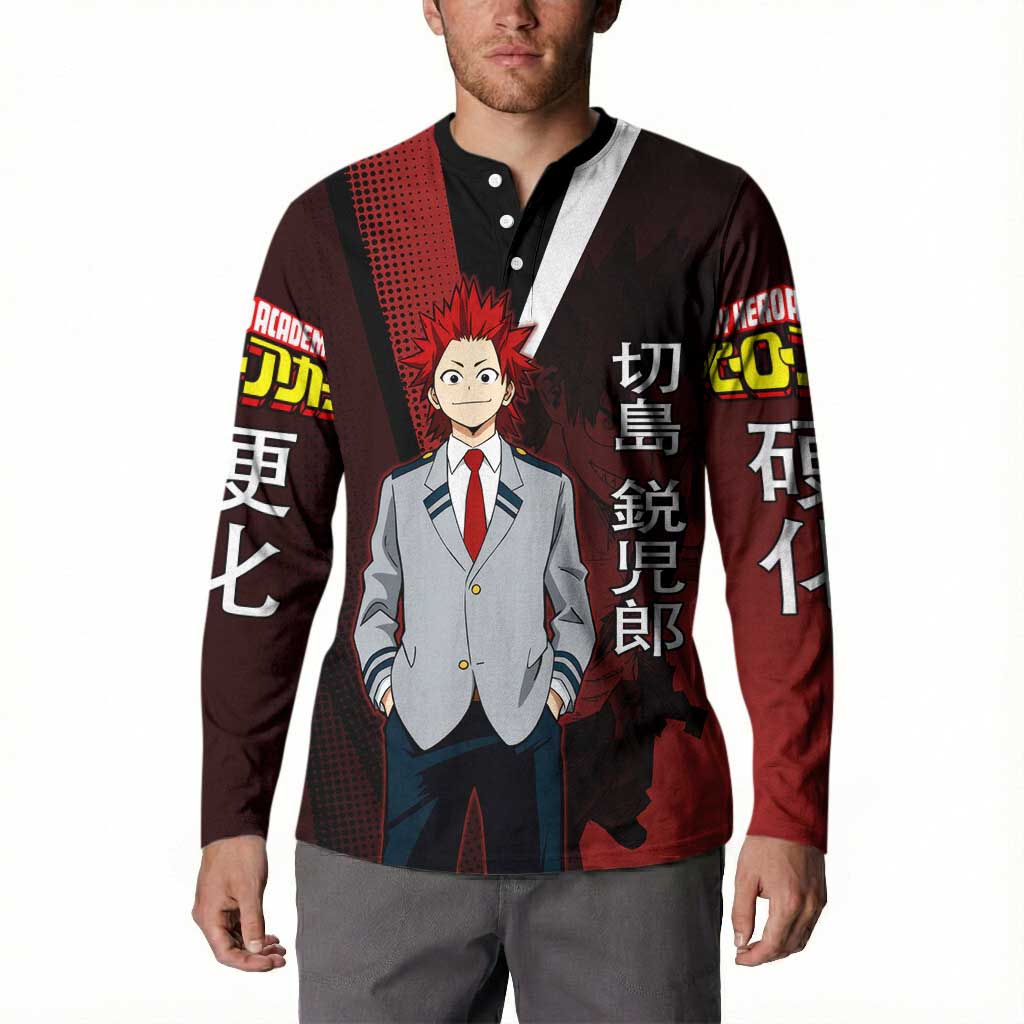 Eijiro Kirishima Red Riot Button Sweatshirt Japanese Comic Book Style