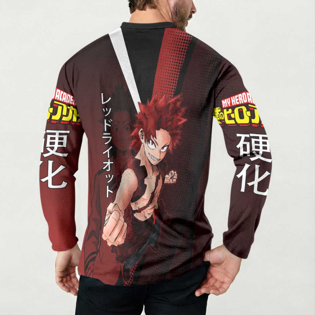 Eijiro Kirishima Red Riot Button Sweatshirt Japanese Comic Book Style