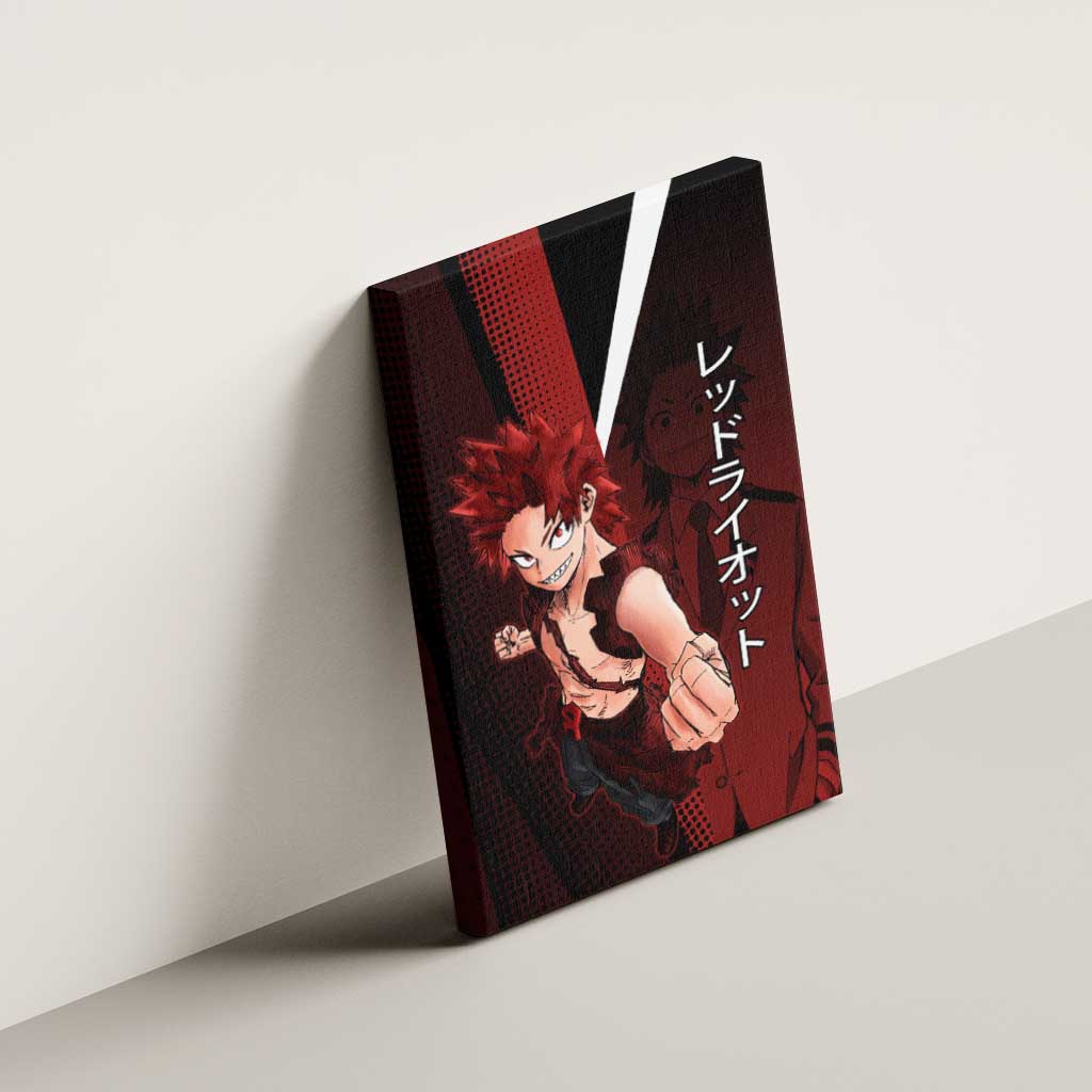 Eijiro Kirishima Red Riot Canvas Wall Art Japanese Comic Book Style