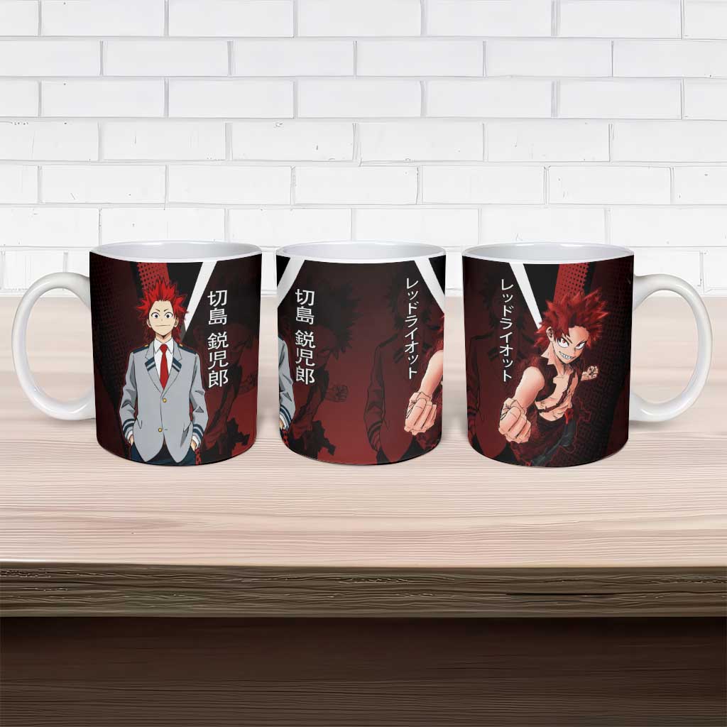 Eijiro Kirishima Red Riot Ceramic Mug Japanese Comic Book Style