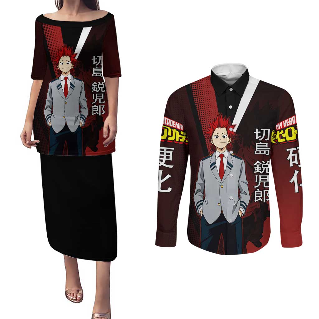 Eijiro Kirishima Red Riot Couples Matching Puletasi and Long Sleeve Button Shirt Japanese Comic Book Style