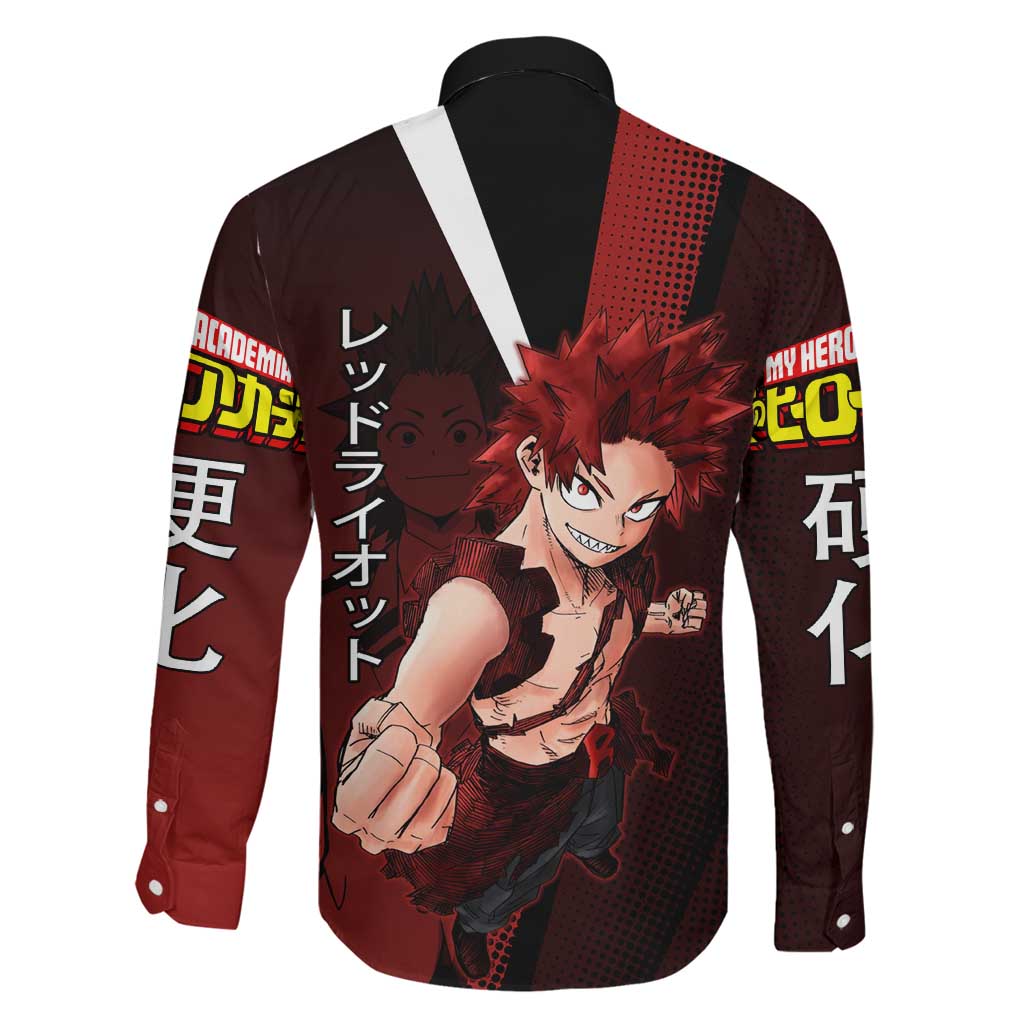 Eijiro Kirishima Red Riot Family Matching Long Sleeve Bodycon Dress and Hawaiian Shirt Japanese Comic Book Style
