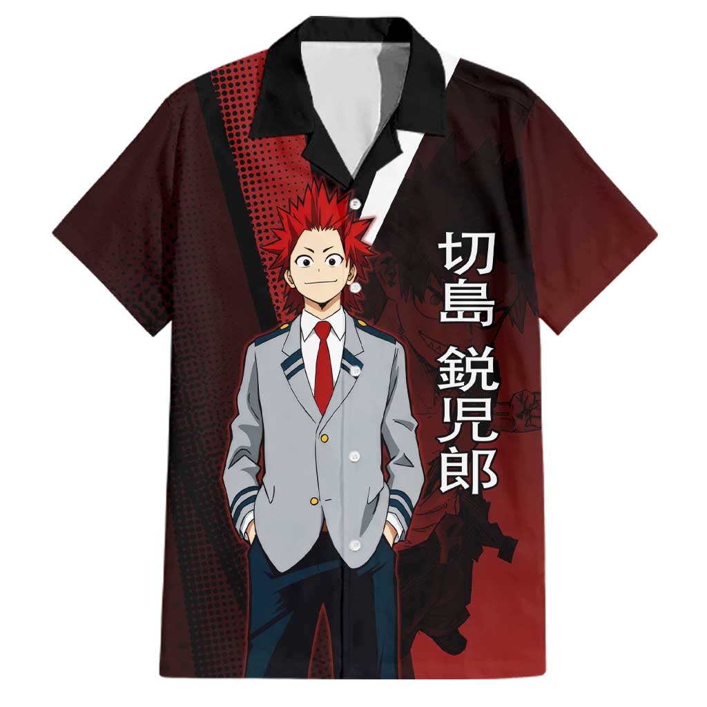 Eijiro Kirishima Red Riot Family Matching Mermaid Dress and Hawaiian Shirt Japanese Comic Book Style