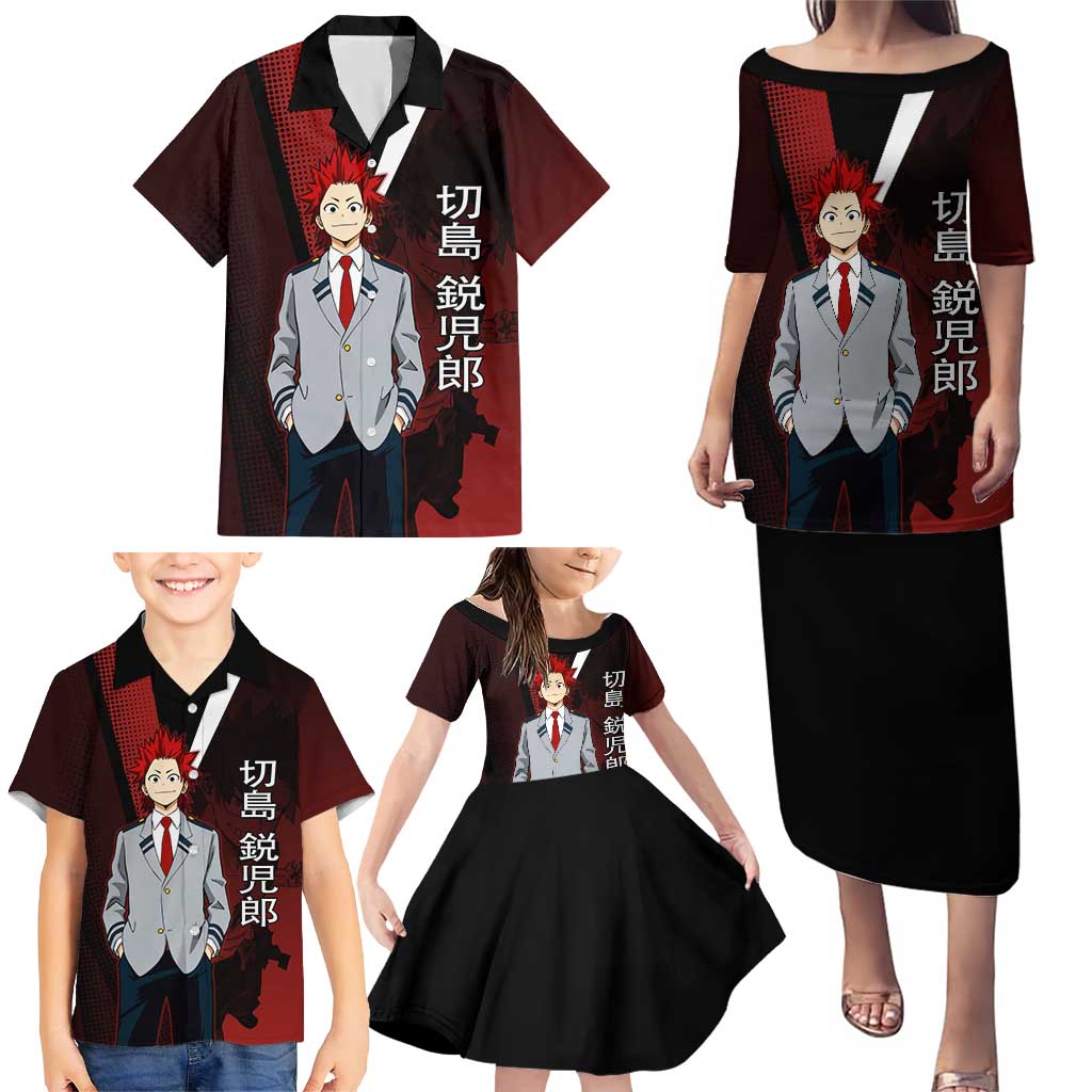 Eijiro Kirishima Red Riot Family Matching Puletasi and Hawaiian Shirt Japanese Comic Book Style