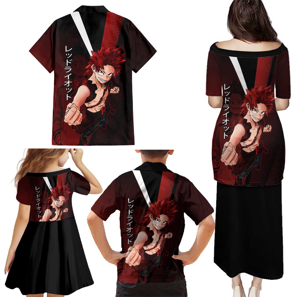 Eijiro Kirishima Red Riot Family Matching Puletasi and Hawaiian Shirt Japanese Comic Book Style
