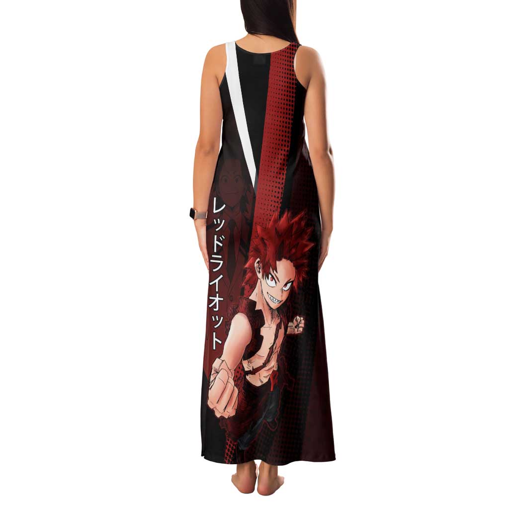 Eijiro Kirishima Red Riot Family Matching Tank Maxi Dress and Hawaiian Shirt Japanese Comic Book Style