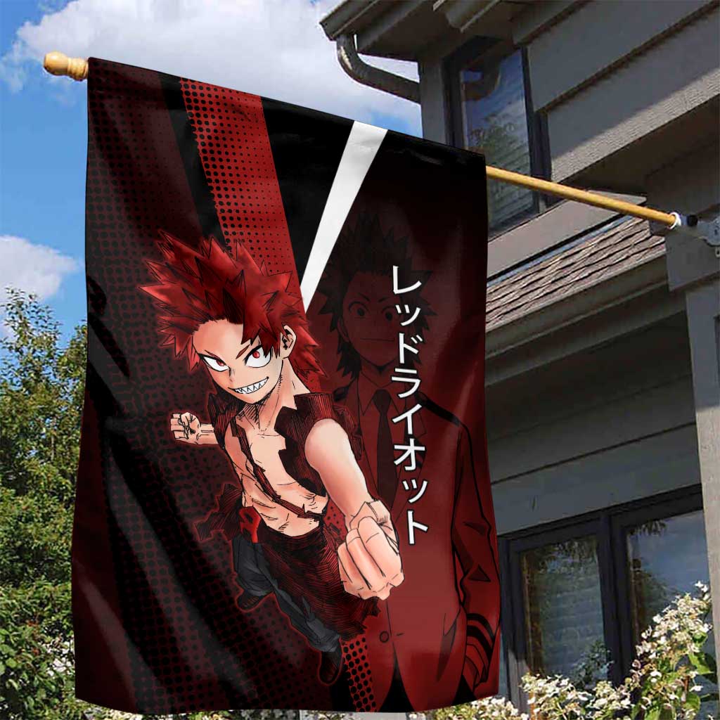 Eijiro Kirishima Red Riot Garden Flag Japanese Comic Book Style