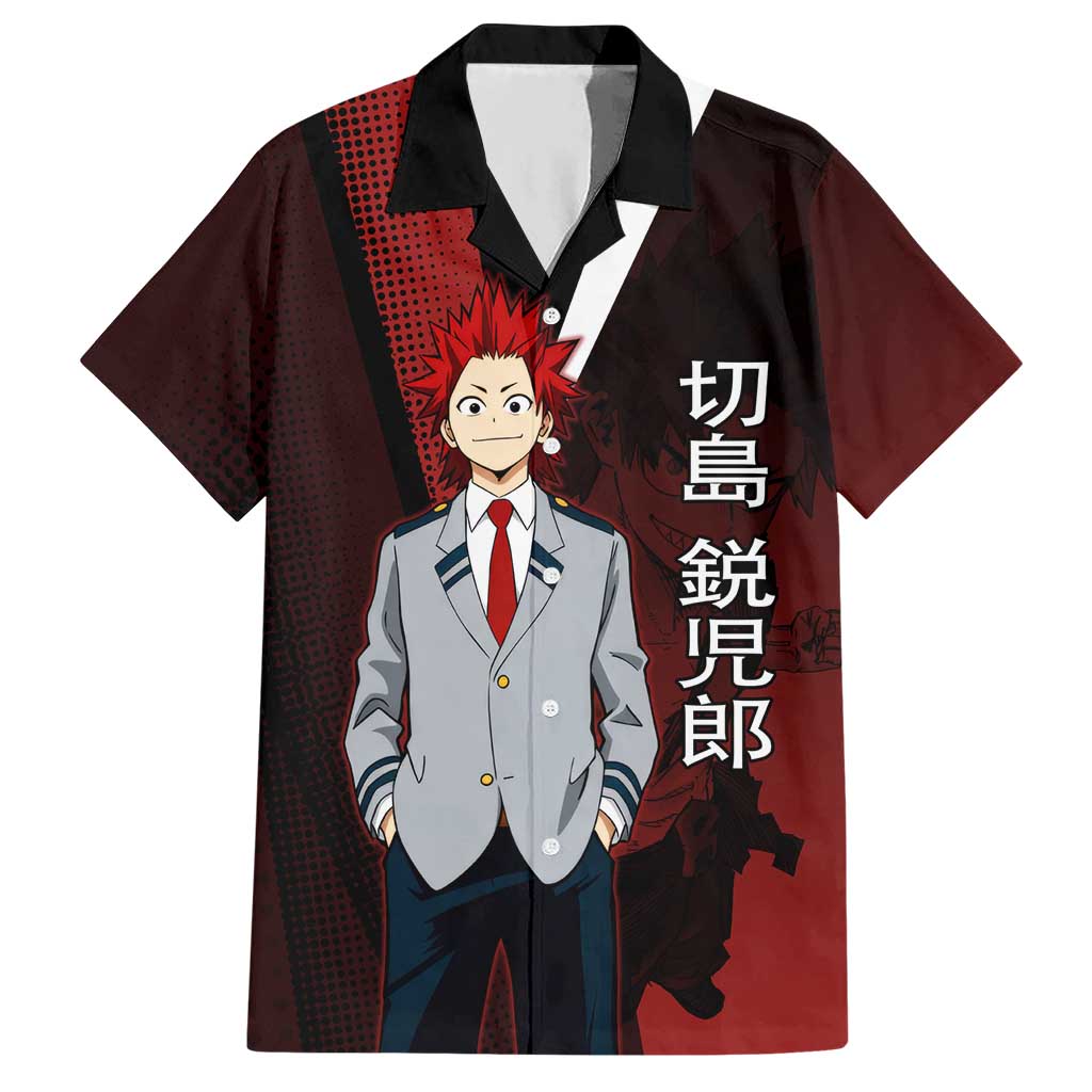 Eijiro Kirishima Red Riot Hawaiian Shirt Japanese Comic Book Style