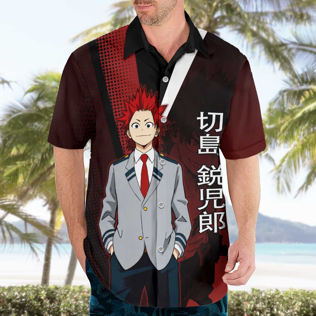 Eijiro Kirishima Red Riot Hawaiian Shirt Japanese Comic Book Style