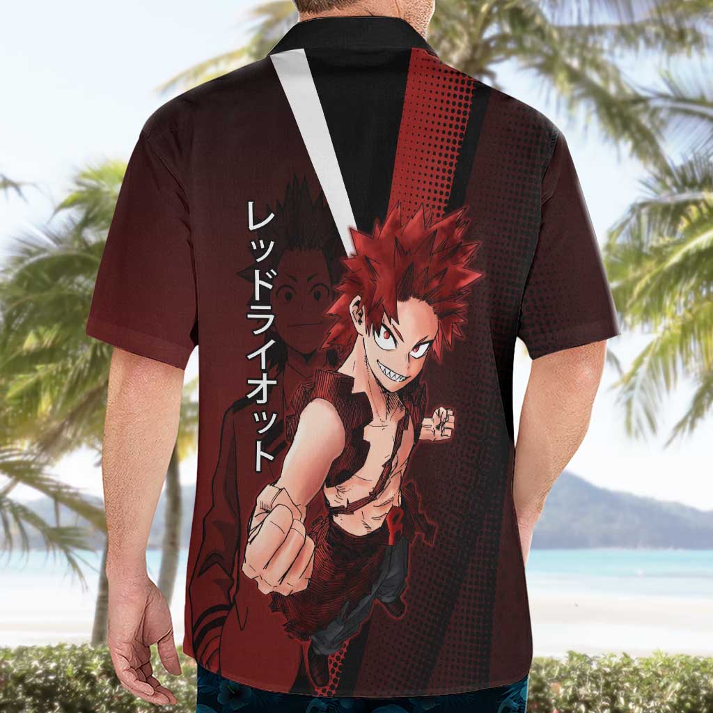 Eijiro Kirishima Red Riot Hawaiian Shirt Japanese Comic Book Style