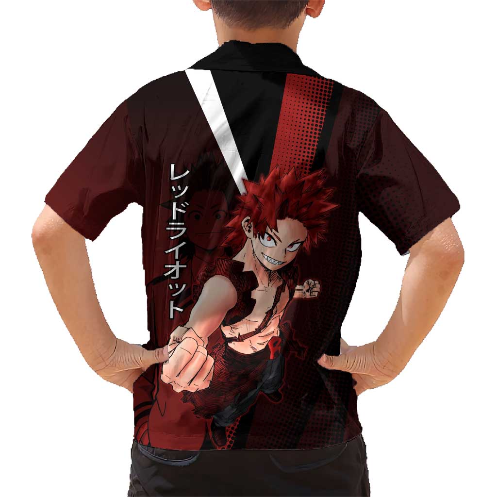 Eijiro Kirishima Red Riot Hawaiian Shirt Japanese Comic Book Style