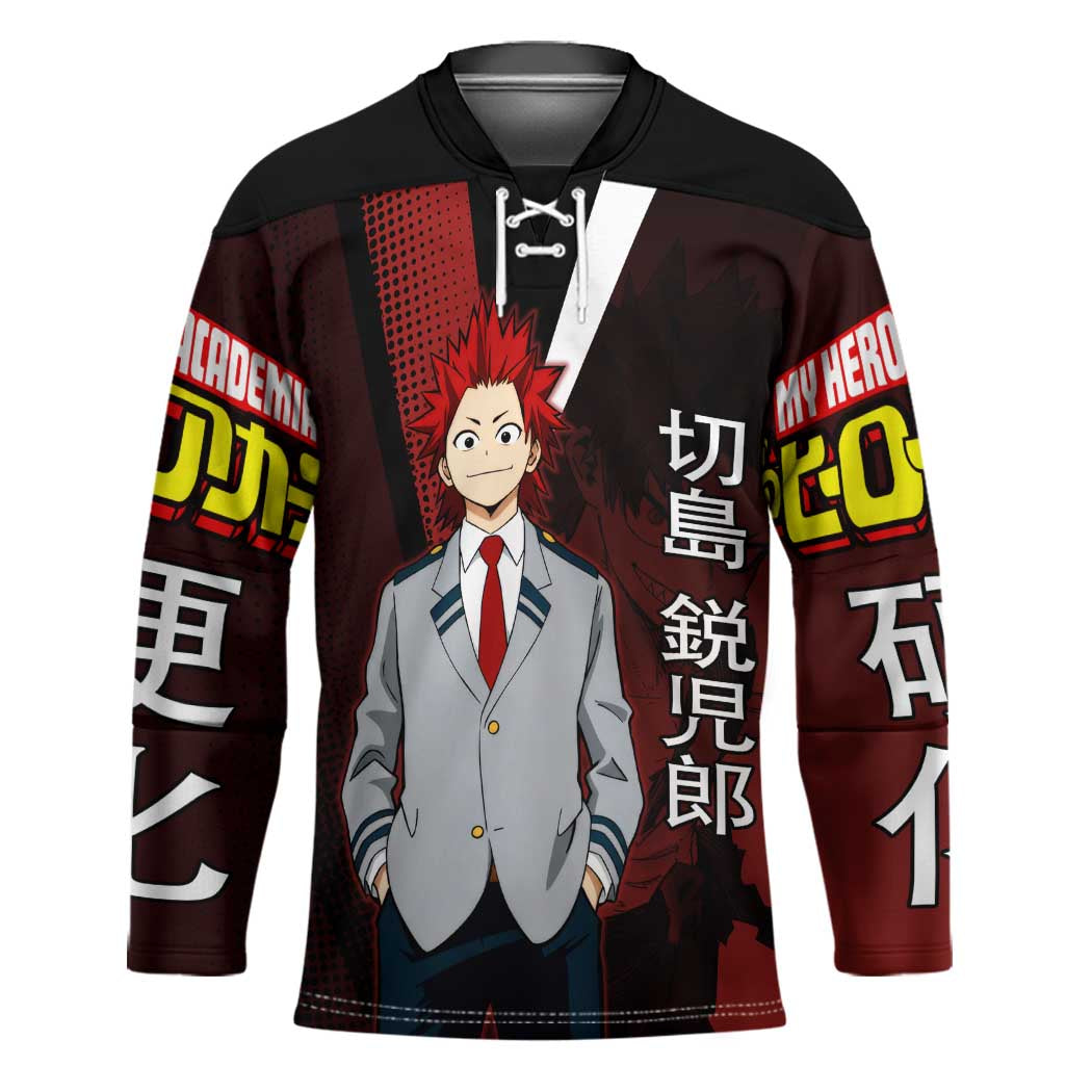 Eijiro Kirishima Red Riot Hockey Jersey Japanese Comic Book Style