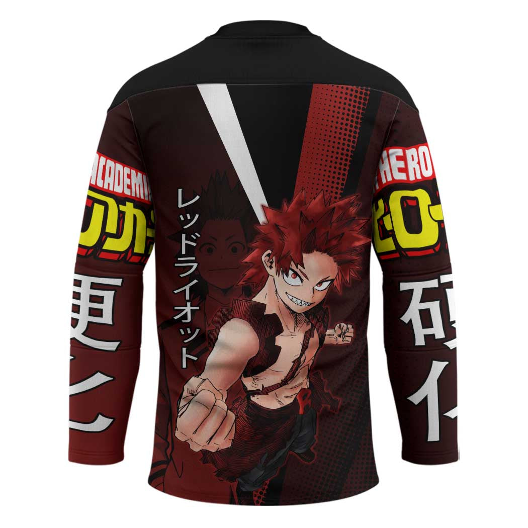 Eijiro Kirishima Red Riot Hockey Jersey Japanese Comic Book Style