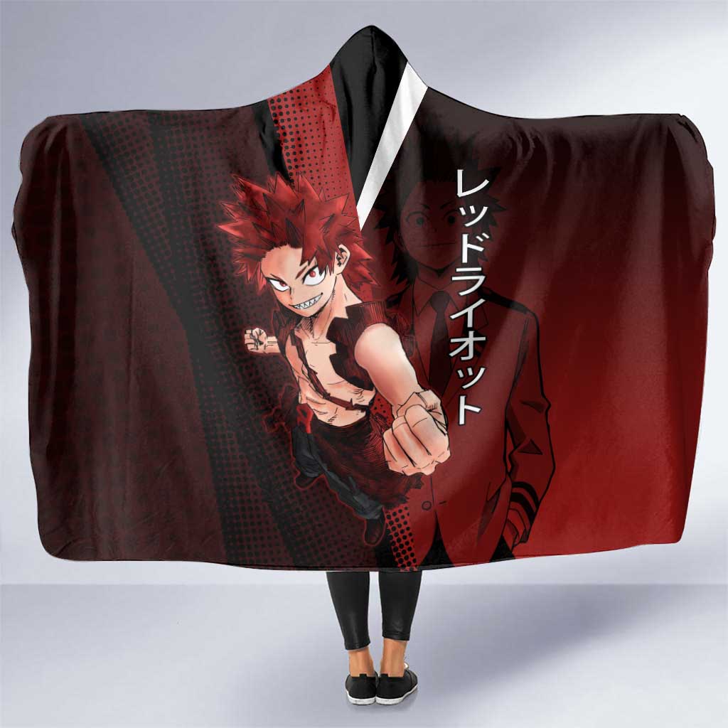 Eijiro Kirishima Red Riot Hooded Blanket Japanese Comic Book Style