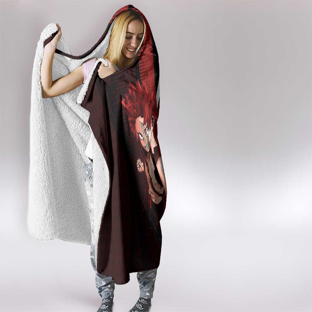 Eijiro Kirishima Red Riot Hooded Blanket Japanese Comic Book Style