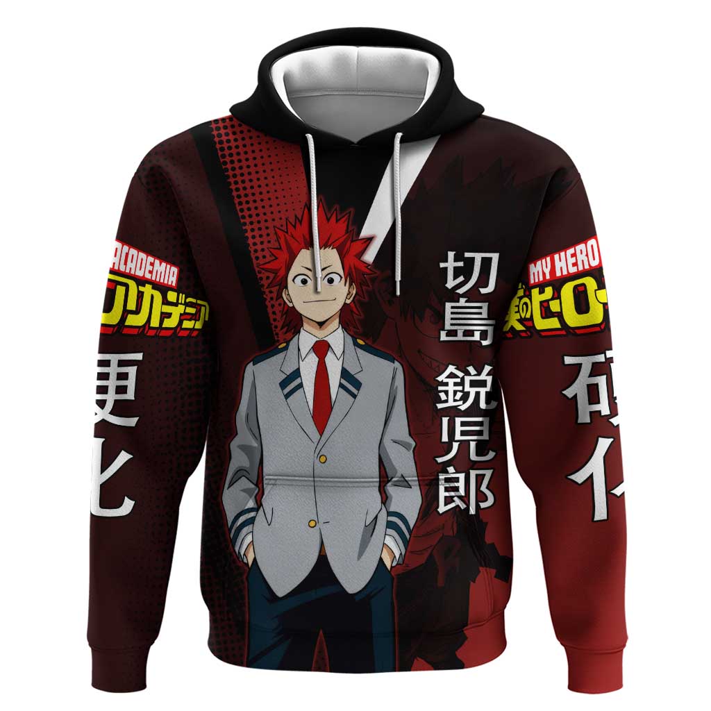 Eijiro Kirishima Red Riot Hoodie Japanese Comic Book Style
