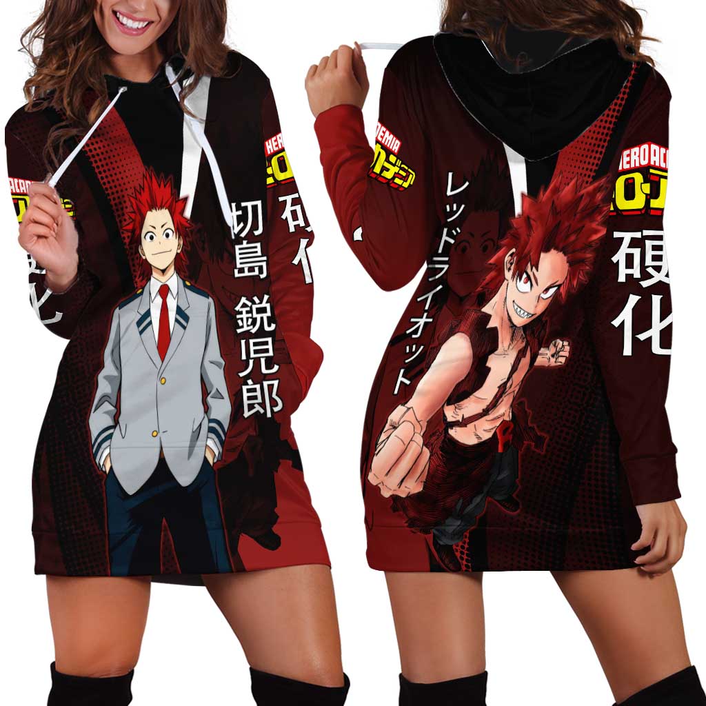 Eijiro Kirishima Red Riot Hoodie Dress Japanese Comic Book Style