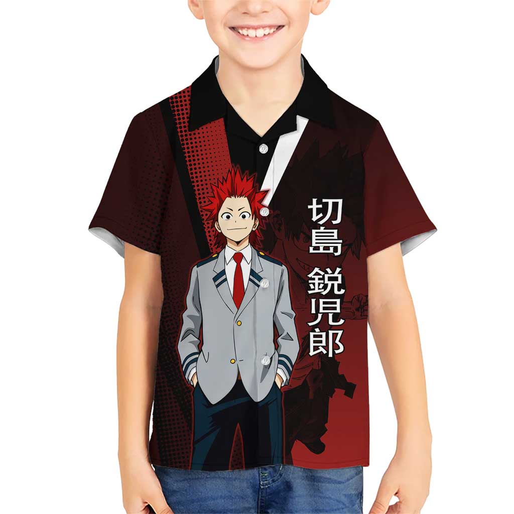Eijiro Kirishima Red Riot Kid Hawaiian Shirt Japanese Comic Book Style