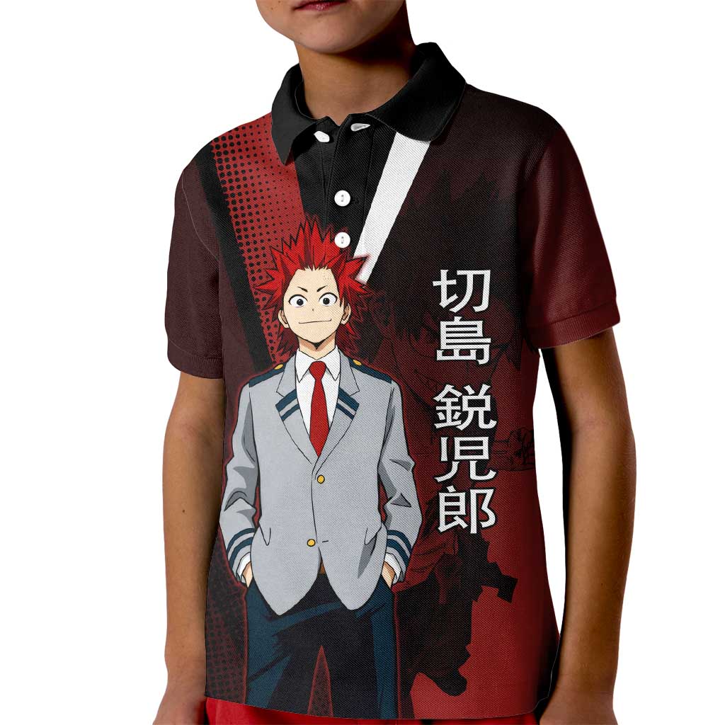 Eijiro Kirishima Red Riot Kid Polo Shirt Japanese Comic Book Style