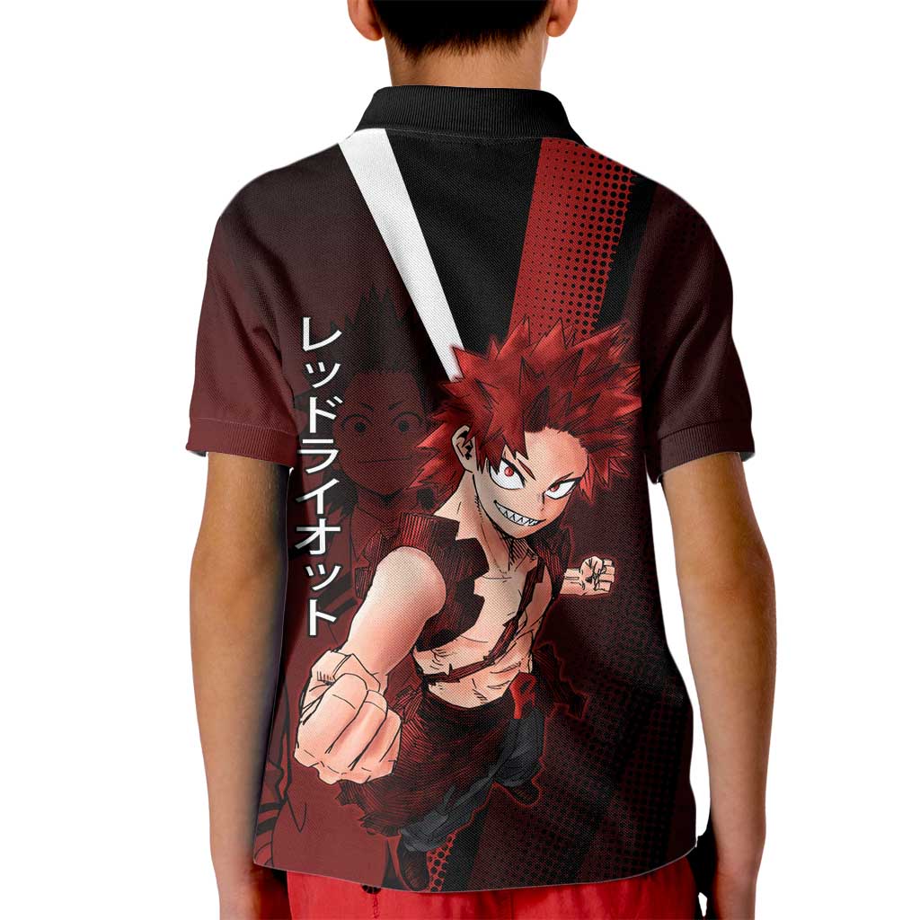 Eijiro Kirishima Red Riot Kid Polo Shirt Japanese Comic Book Style