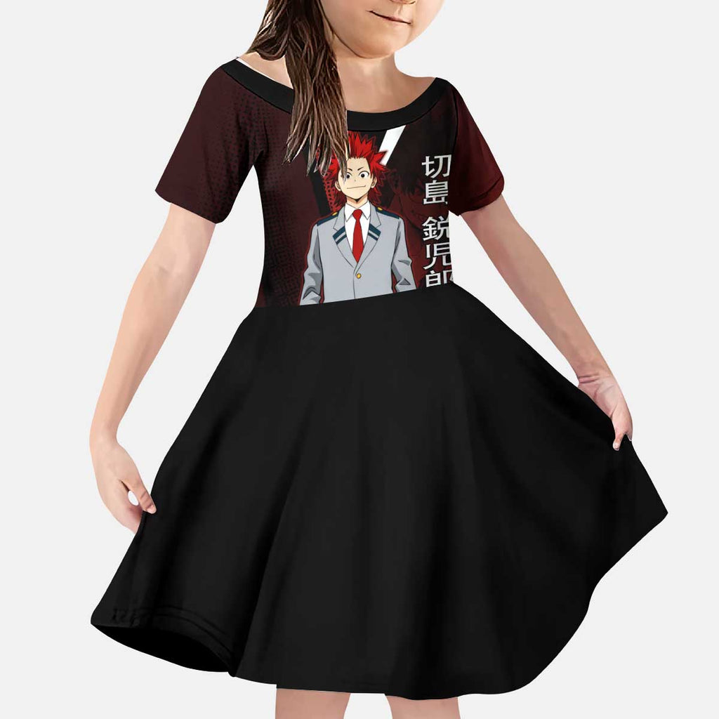 Eijiro Kirishima Red Riot Kid Short Sleeve Dress Japanese Comic Book Style