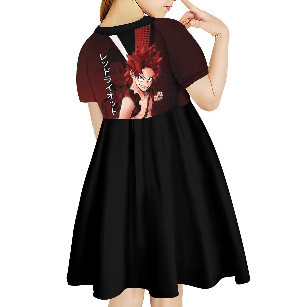 Eijiro Kirishima Red Riot Kid Short Sleeve Dress Japanese Comic Book Style