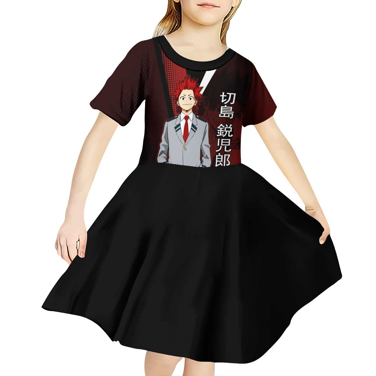 Eijiro Kirishima Red Riot Kid Short Sleeve Dress Japanese Comic Book Style