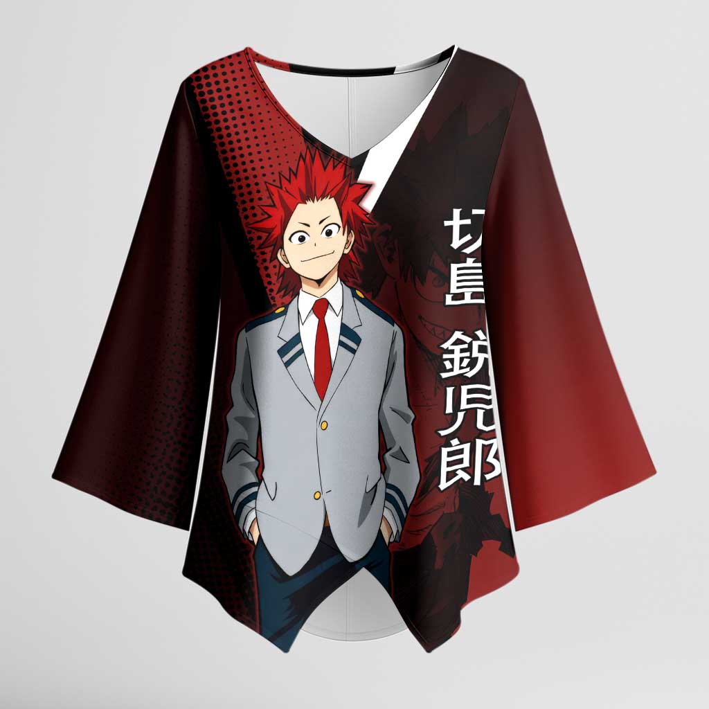 Eijiro Kirishima Red Riot Kimono Sleeve Blouse Japanese Comic Book Style