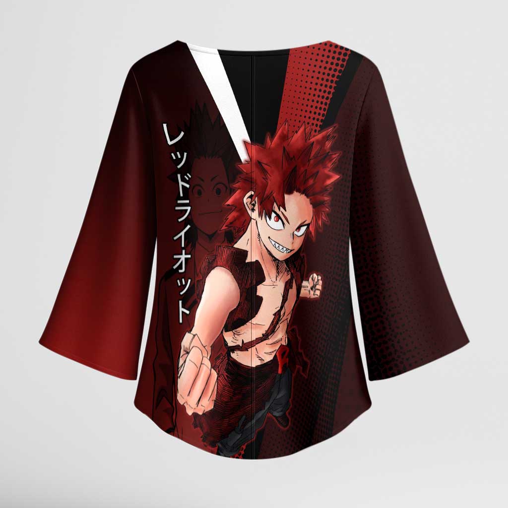 Eijiro Kirishima Red Riot Kimono Sleeve Blouse Japanese Comic Book Style