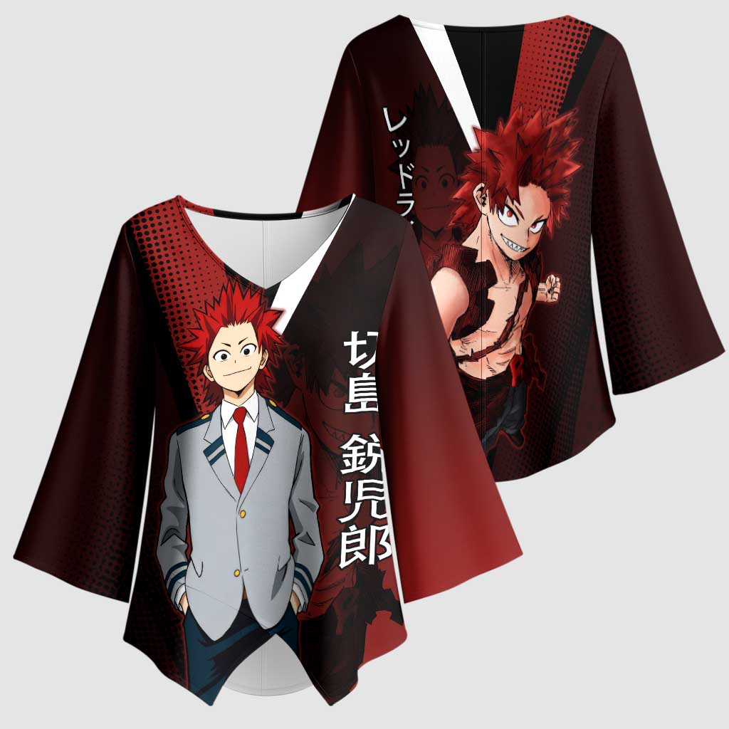 Eijiro Kirishima Red Riot Kimono Sleeve Blouse Japanese Comic Book Style
