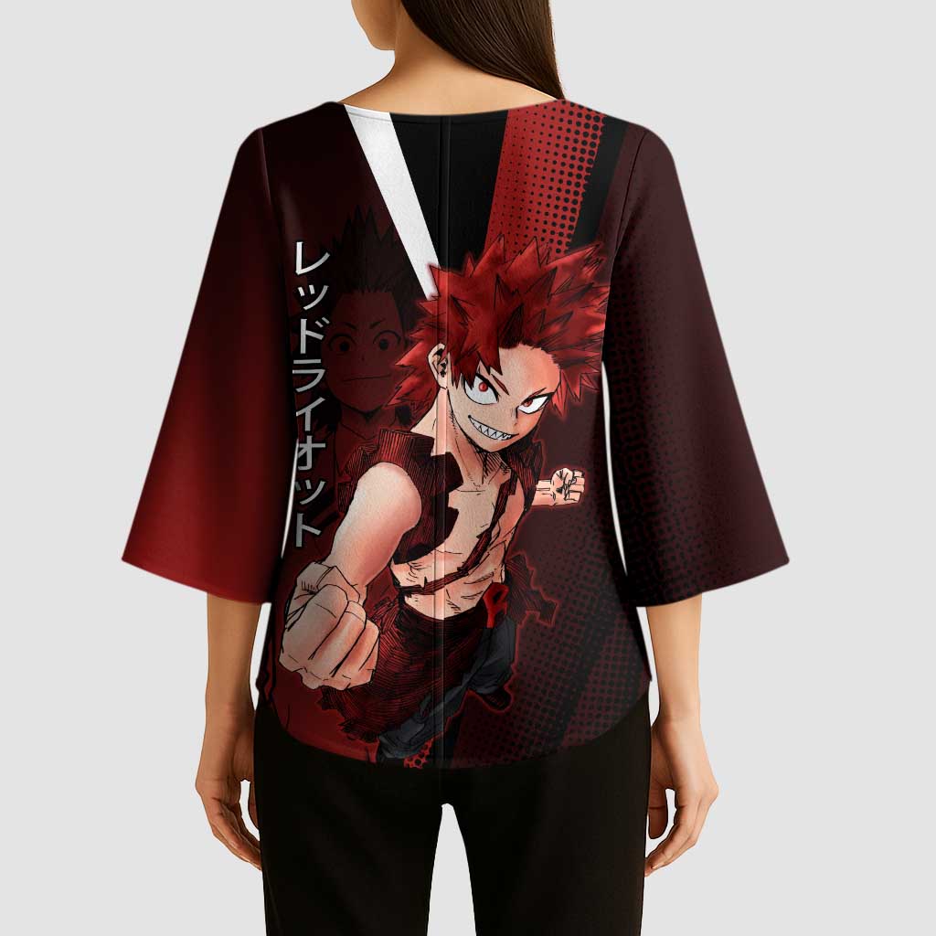 Eijiro Kirishima Red Riot Kimono Sleeve Blouse Japanese Comic Book Style