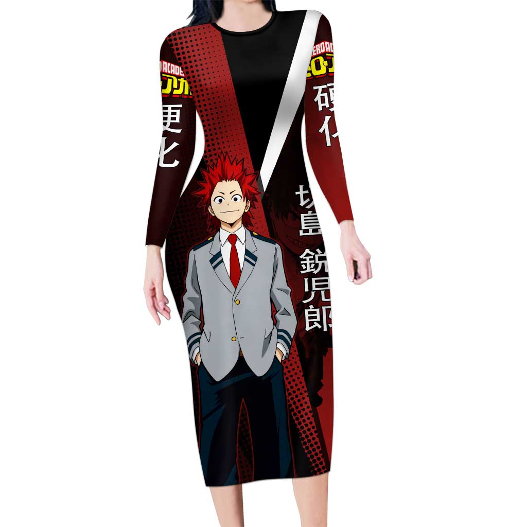 Eijiro Kirishima Red Riot Long Sleeve Bodycon Dress Japanese Comic Book Style