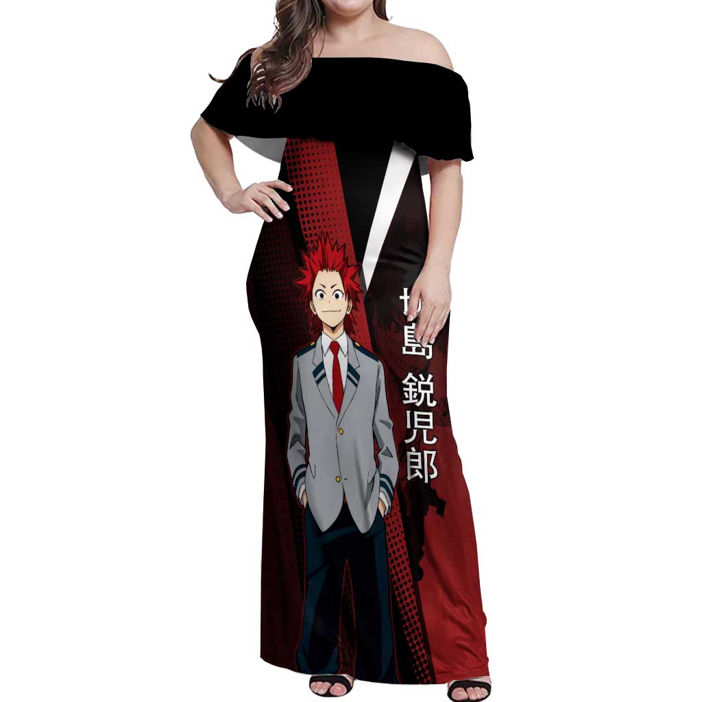 Eijiro Kirishima Red Riot Off Shoulder Maxi Dress Japanese Comic Book Style