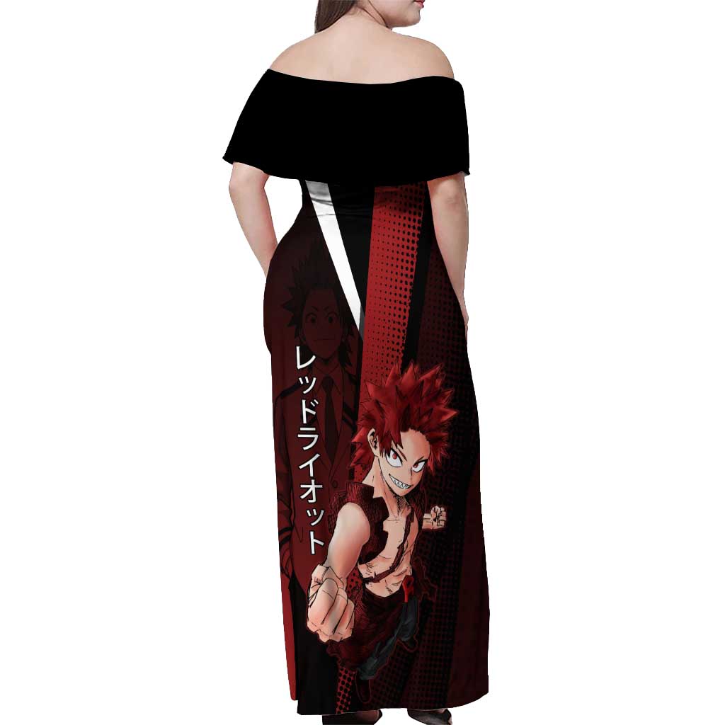 Eijiro Kirishima Red Riot Off Shoulder Maxi Dress Japanese Comic Book Style