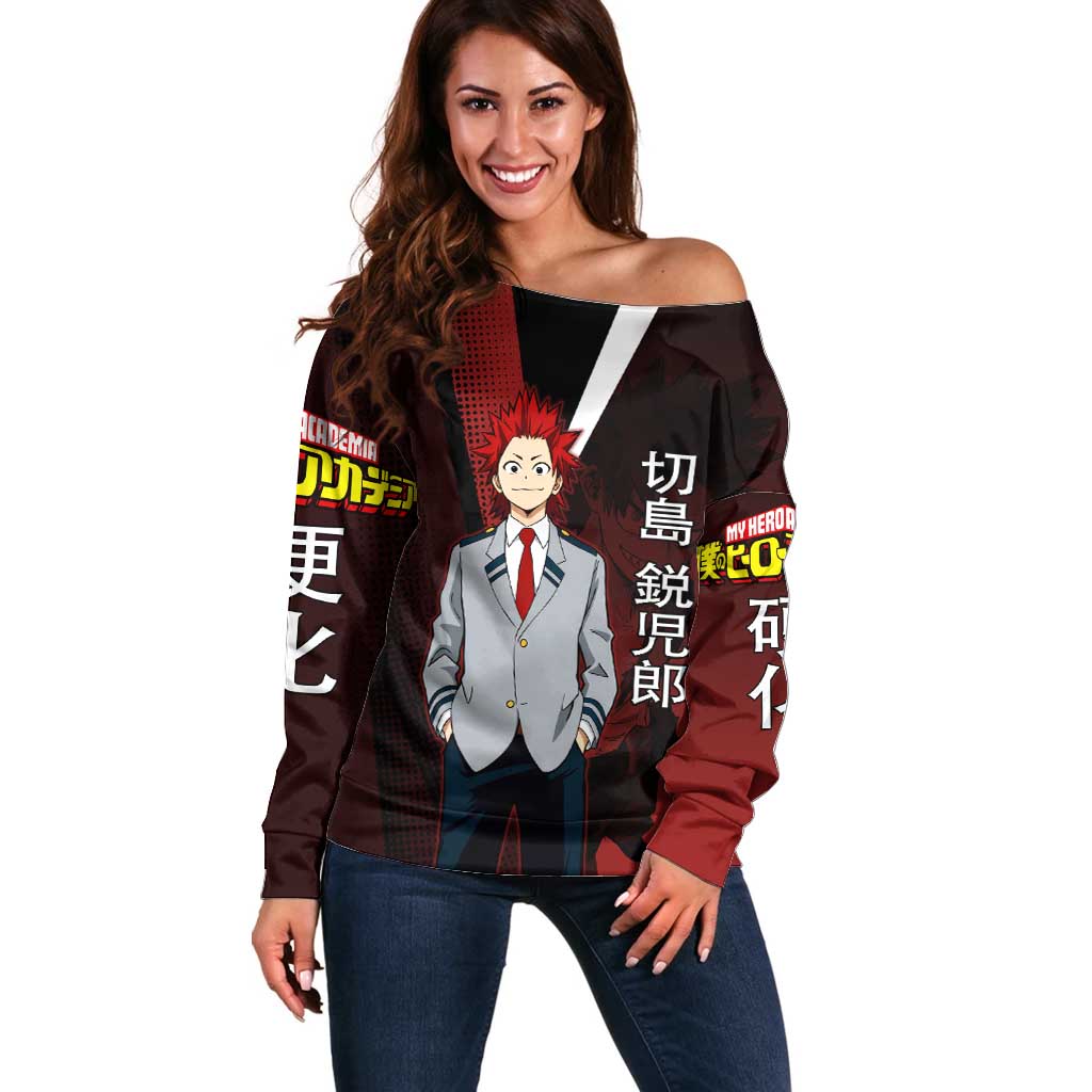 Eijiro Kirishima Red Riot Off Shoulder Sweater Japanese Comic Book Style