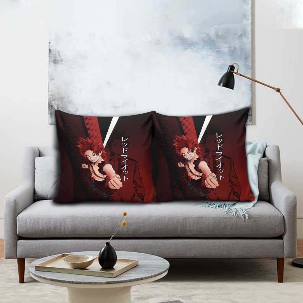 Eijiro Kirishima Red Riot Pillow Cover Japanese Comic Book Style