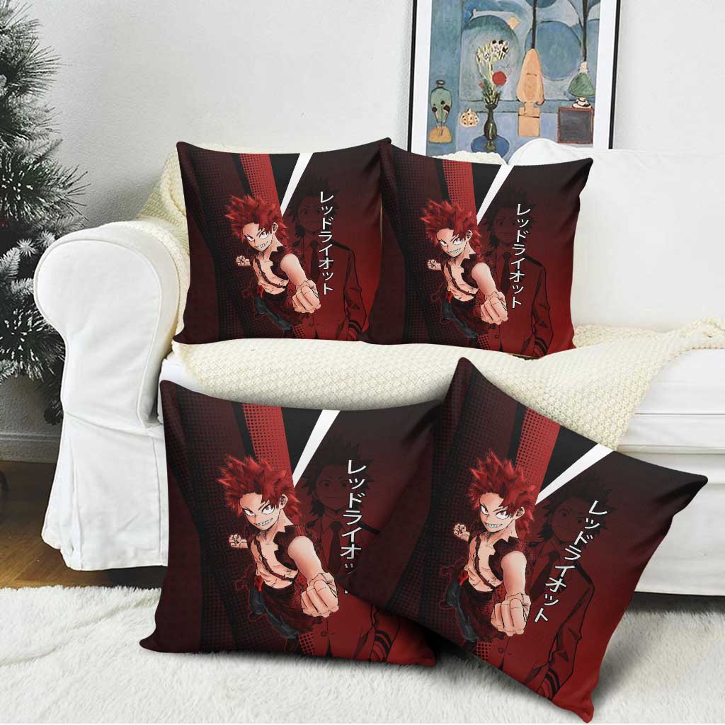 Eijiro Kirishima Red Riot Pillow Cover Japanese Comic Book Style