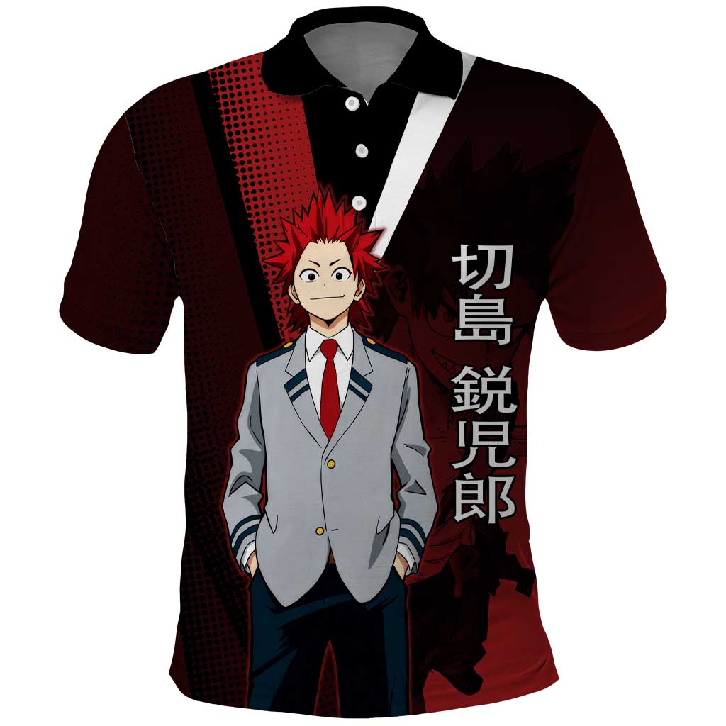 Eijiro Kirishima Red Riot Polo Shirt Japanese Comic Book Style