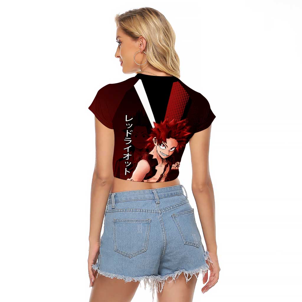 Eijiro Kirishima Red Riot Raglan Cropped T Shirt Japanese Comic Book Style